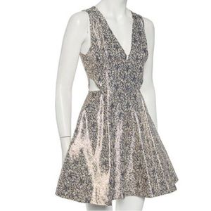 Alice + Olivia Metallic Navy and Gold Cutout Dress